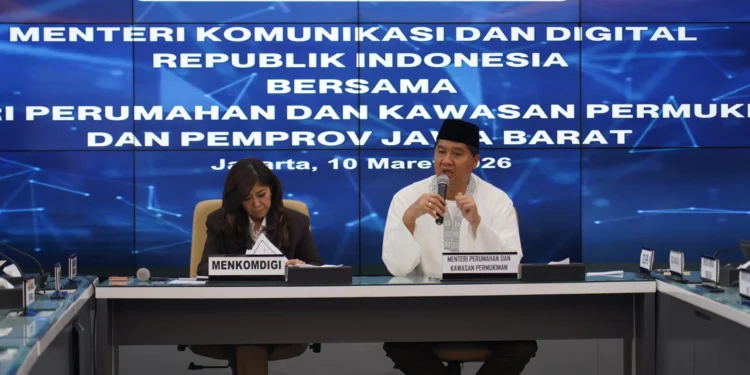 pertemuan antara Menteri PKP Maruarar Sirait dan Menteri Komdigi Meutya Hafid